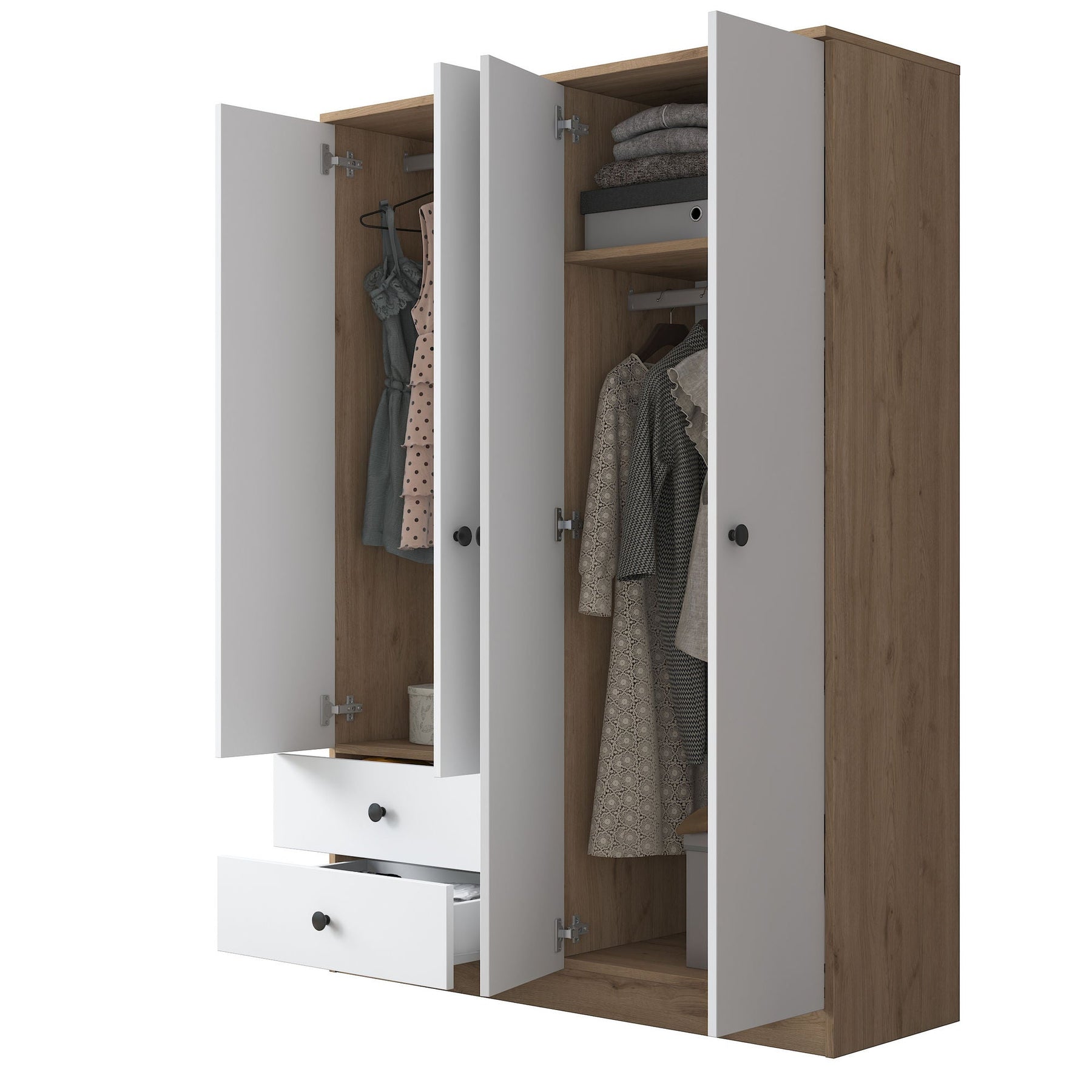 Dulap BA108-2067, alb/nuc, PAL melaminat, 120x170x43 cm