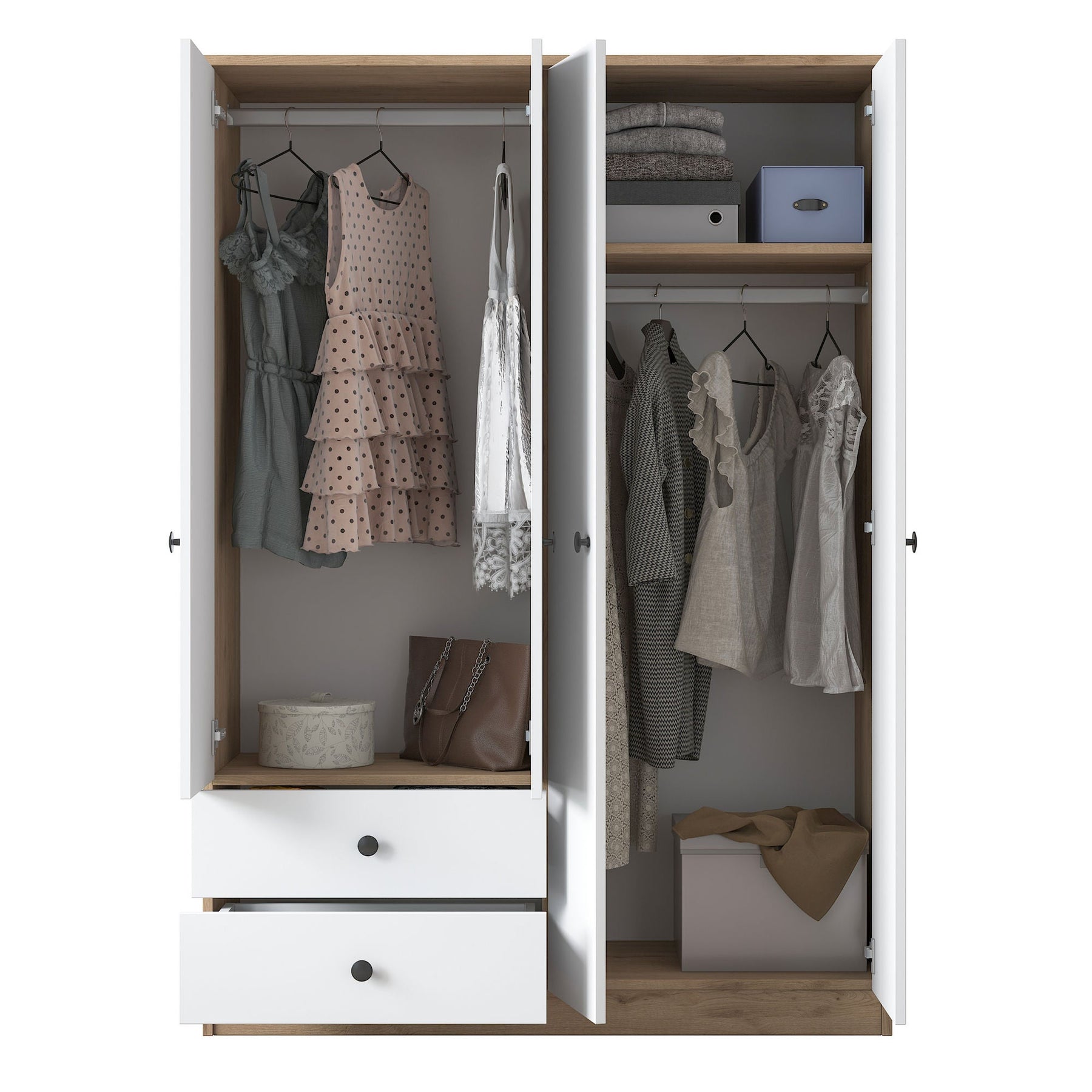 Dulap BA108-2067, alb/nuc, PAL melaminat, 120x170x43 cm