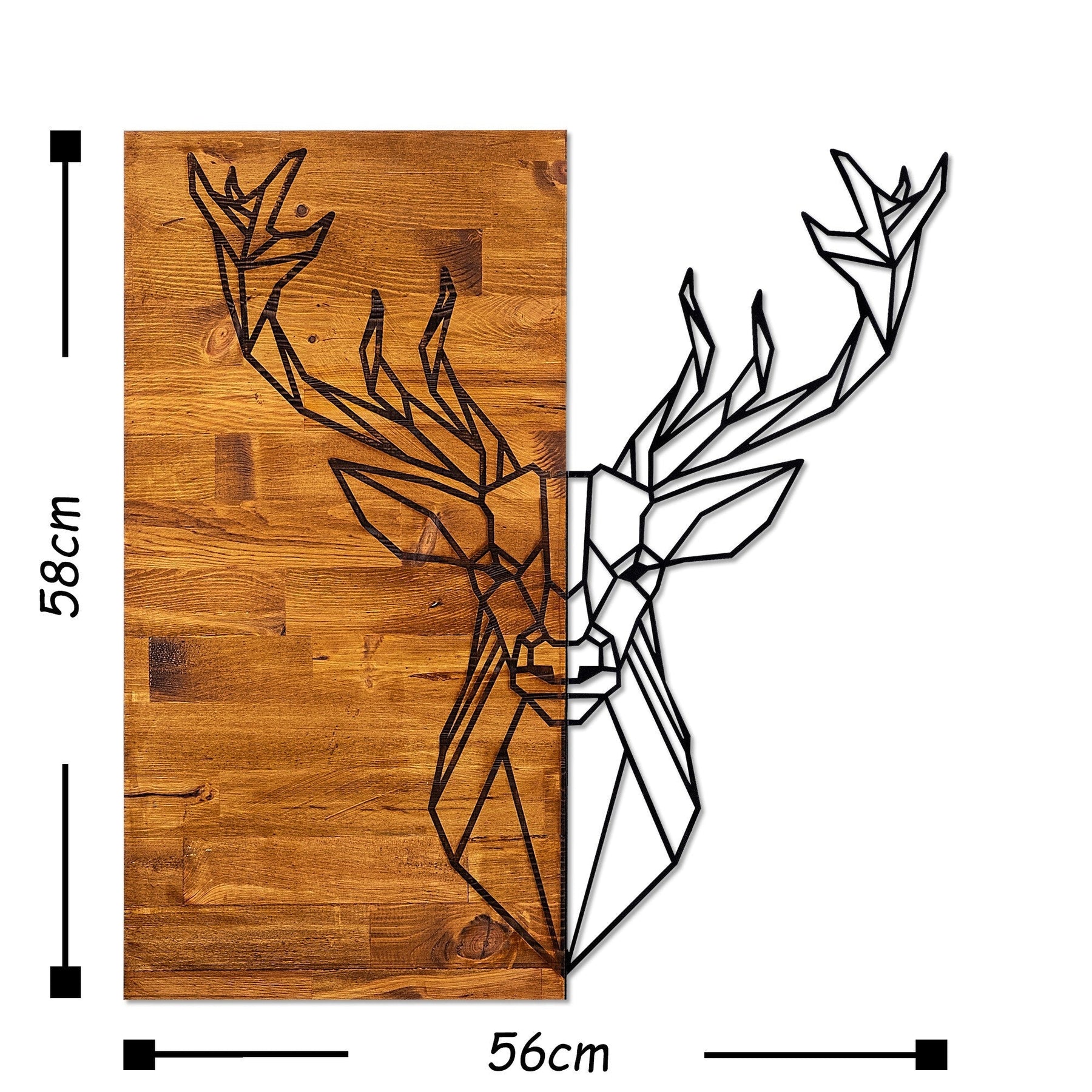 Decoratiune perete Deer1, lemn/metal, 30 x 40 cm