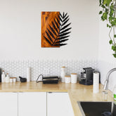 Accesoriu decorativ Leaf 3, nuc/negru, lemn/metal, 50x58 cm