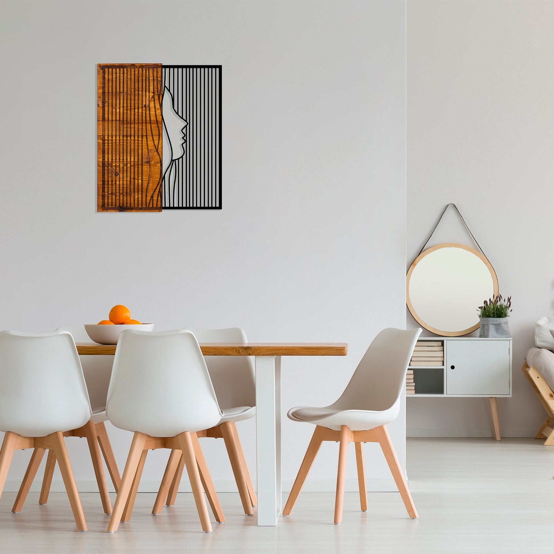 Accesoriu decorativ Esaret, negru/stejar, lemn/metal, 48x58 cm