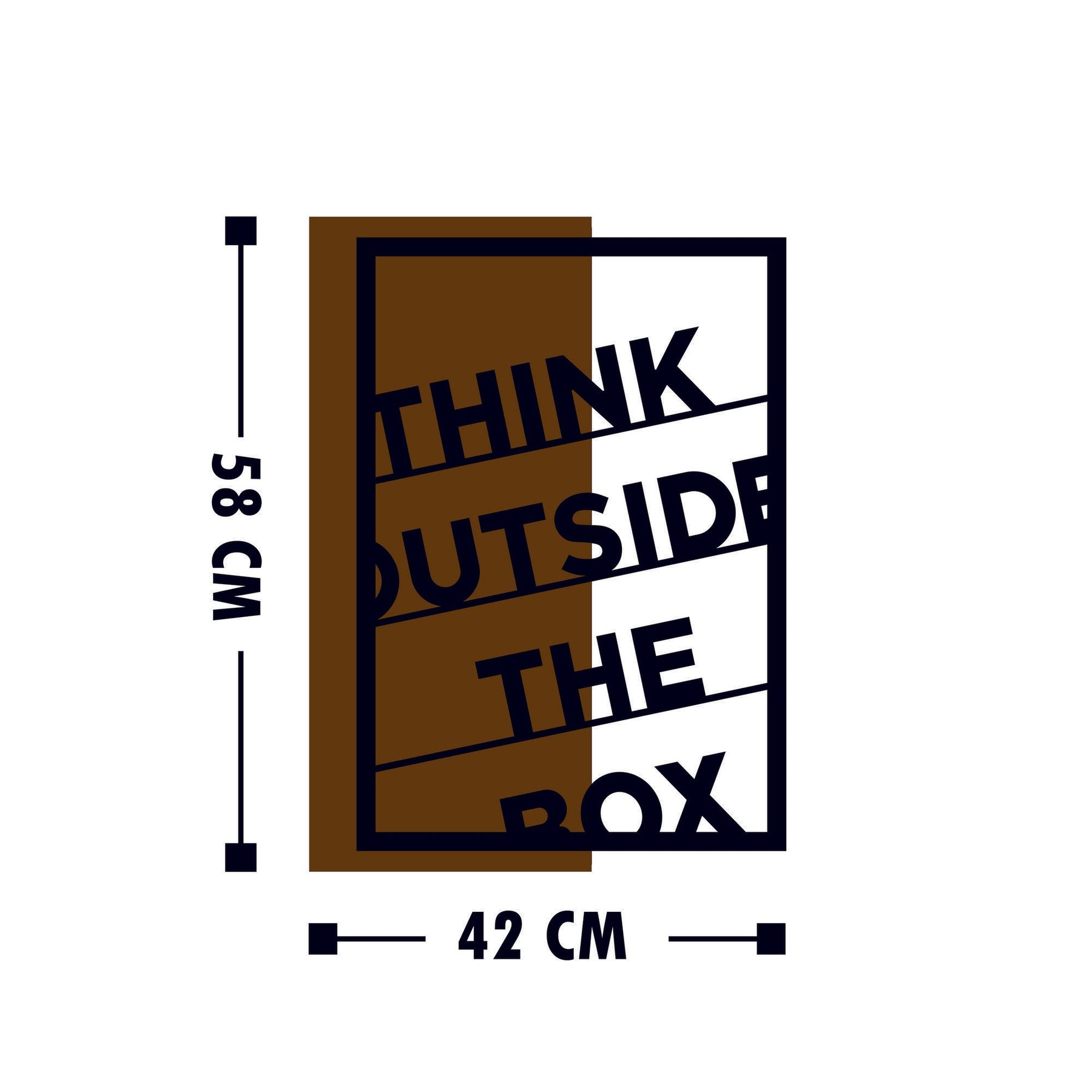 Decoratiune perete Think Out The Box, stejar/negru, lemn/metal, 42x58 cm