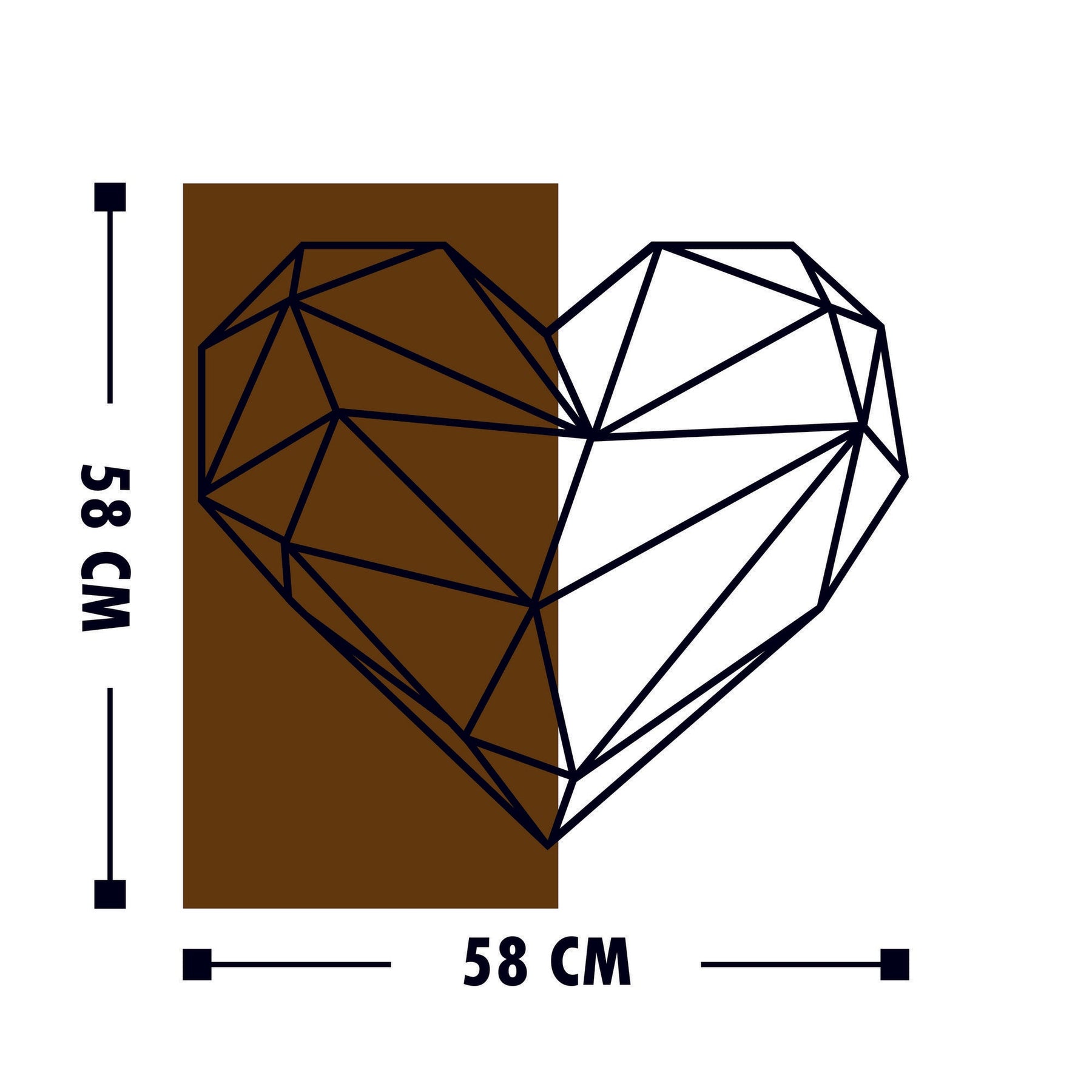 Tablou Heart, lemn/metal, maro/negru, 58 x 58 cm