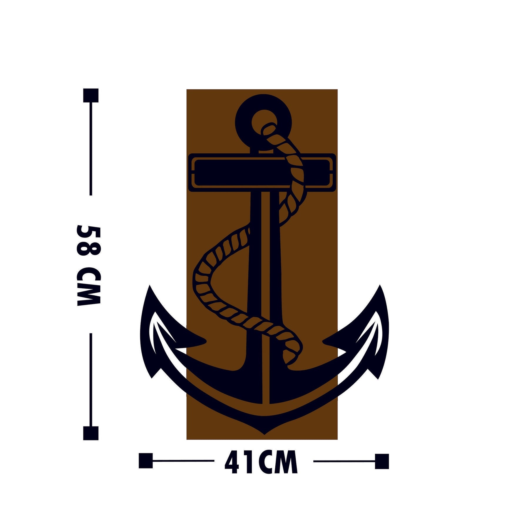 Accesoriu decorativ Anchor, negru/stejar, lemn/metal, 41x58 cm