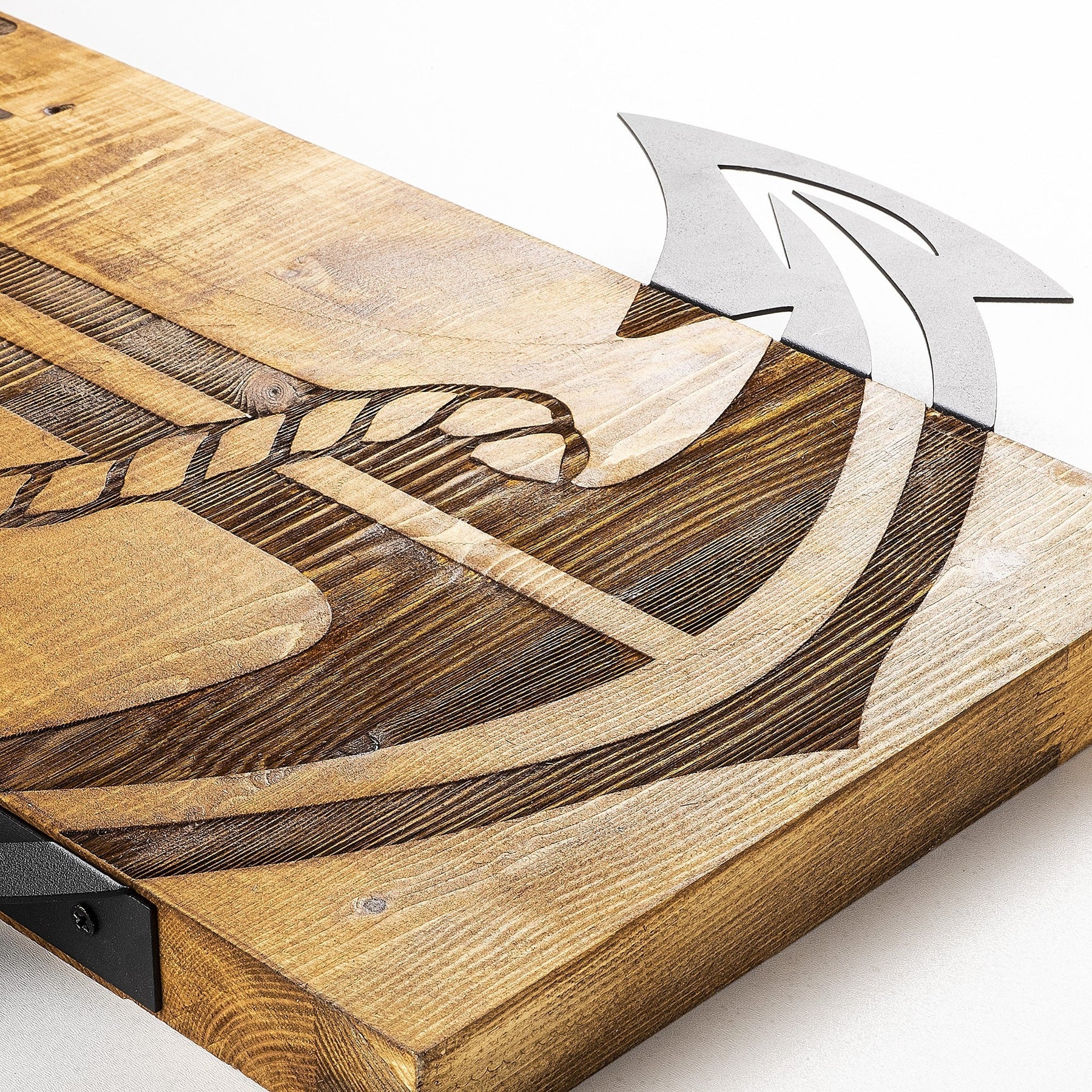 Accesoriu decorativ Anchor, negru/stejar, lemn/metal, 41x58 cm