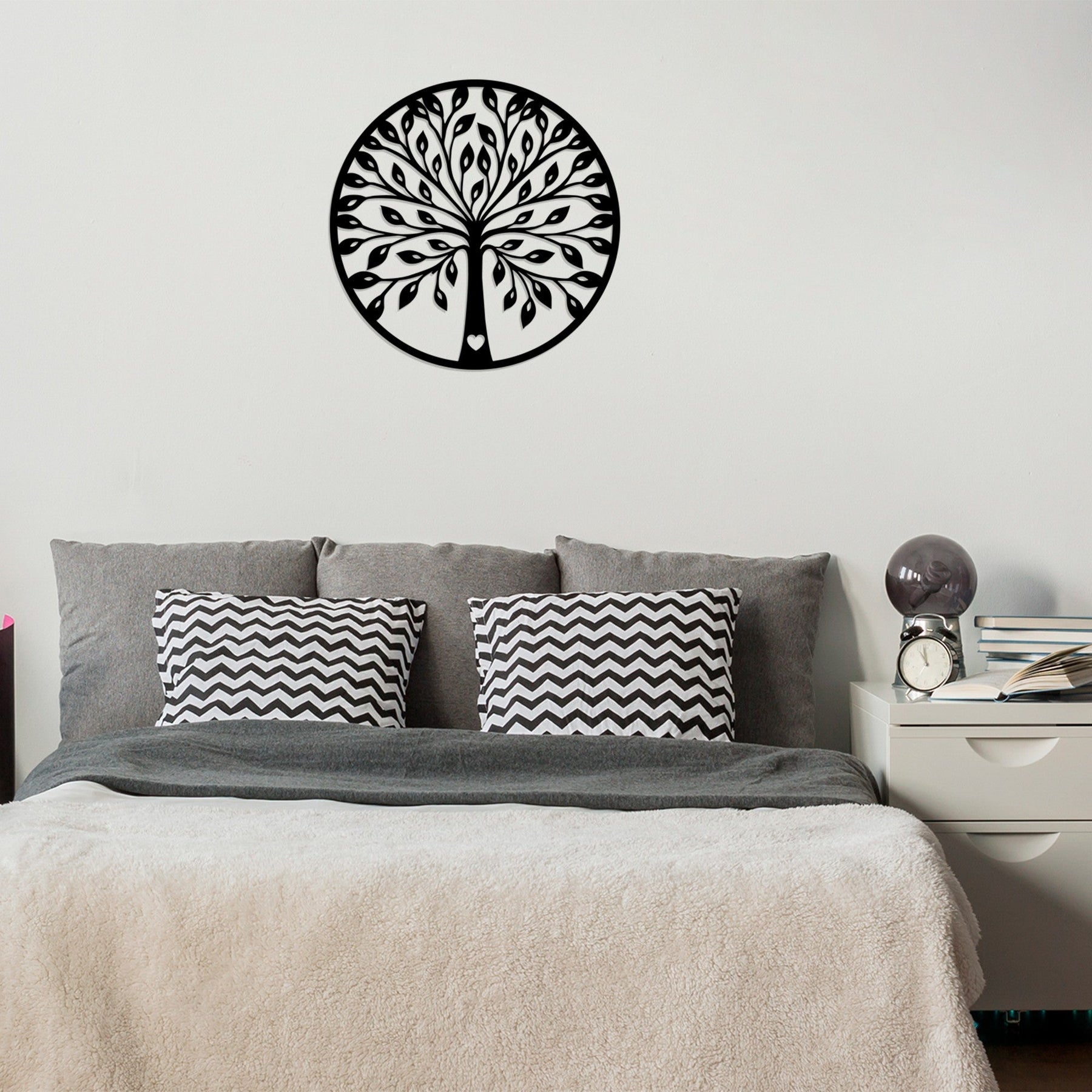 Accesoriu decorativ Ağaç 3, negru, lemn, 58x58 cm