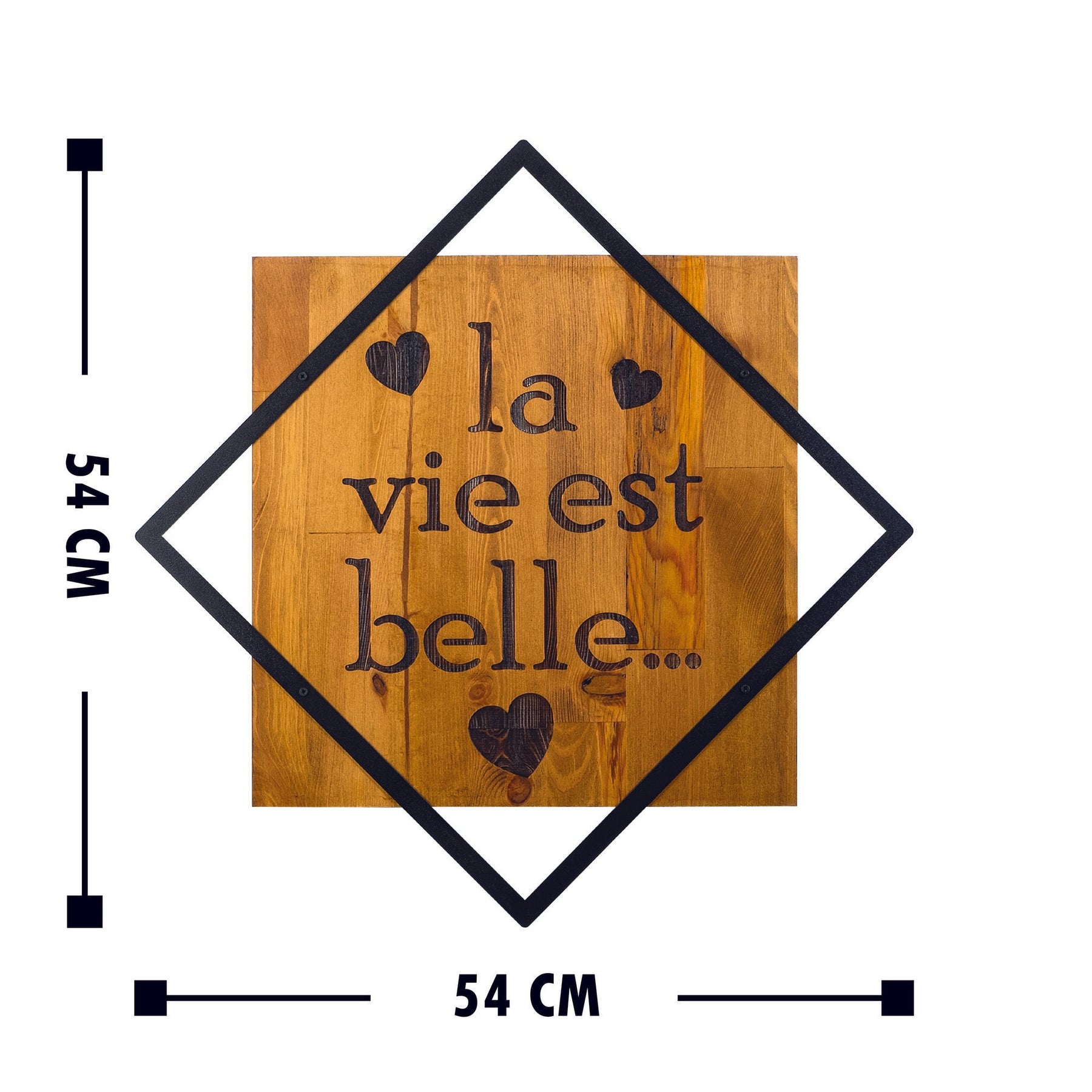 Accesoriu decorativ La Vie Est Belle, negru/nuc, lemn/metal, 54x54 cm