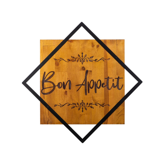 Accesoriu decorativ Bon Appetit, stejar/negru, lemn/metal, 54x54 cm