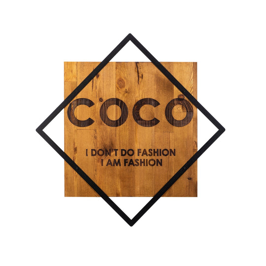 Accesoriu decorativ Fashion, negru/stejar, lemn/metal, 54x54 cm