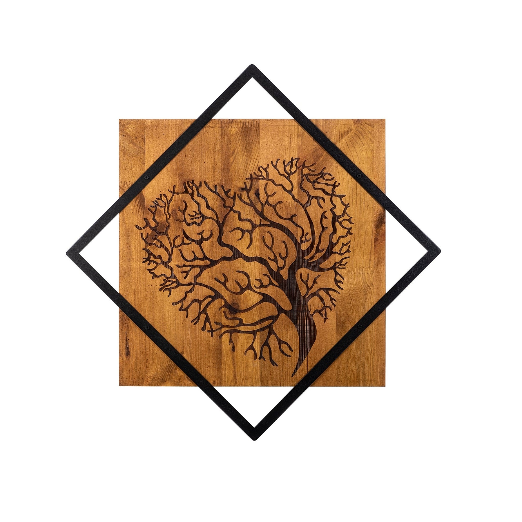 Decoratiune perete Tree 2. lemn/metal, 54x54 cm