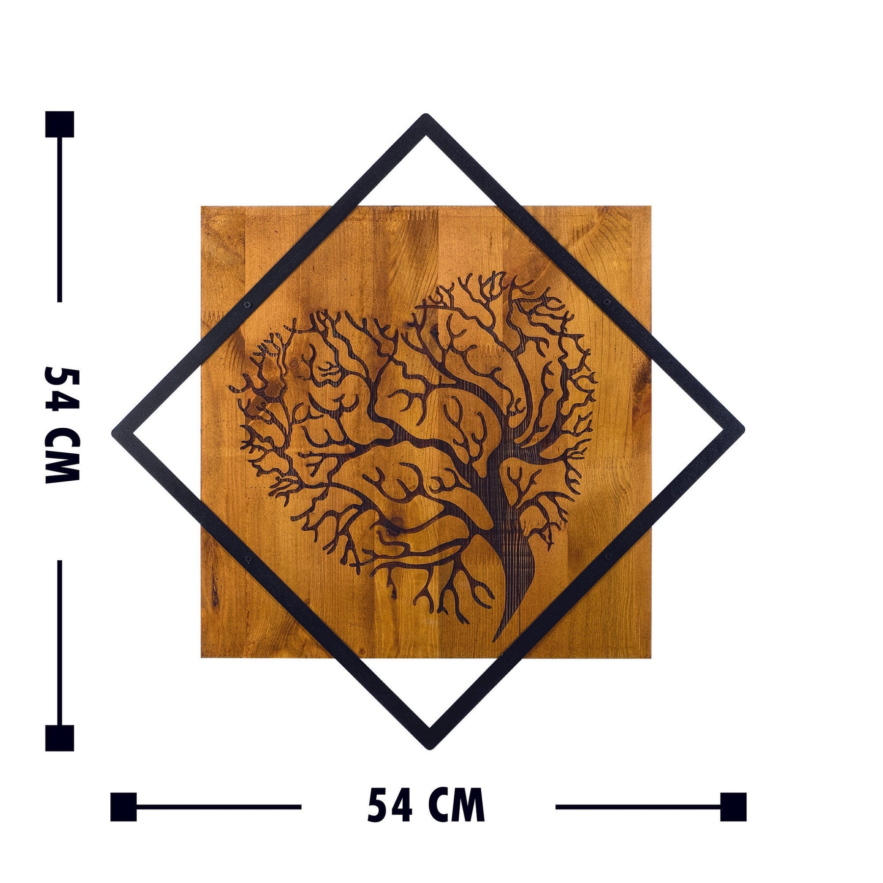 Decoratiune perete Tree 2. lemn/metal, 54x54 cm