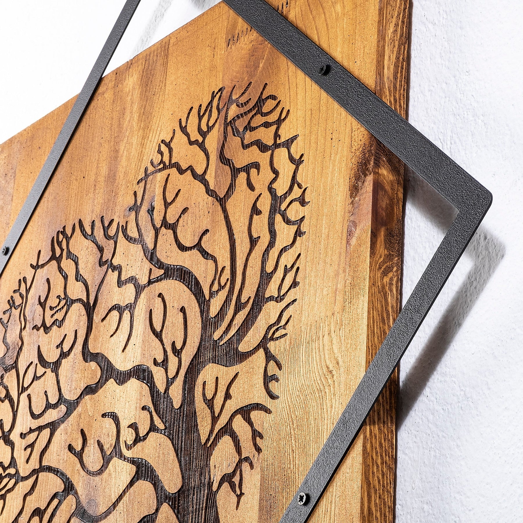Decoratiune perete Tree 2. lemn/metal, 54x54 cm