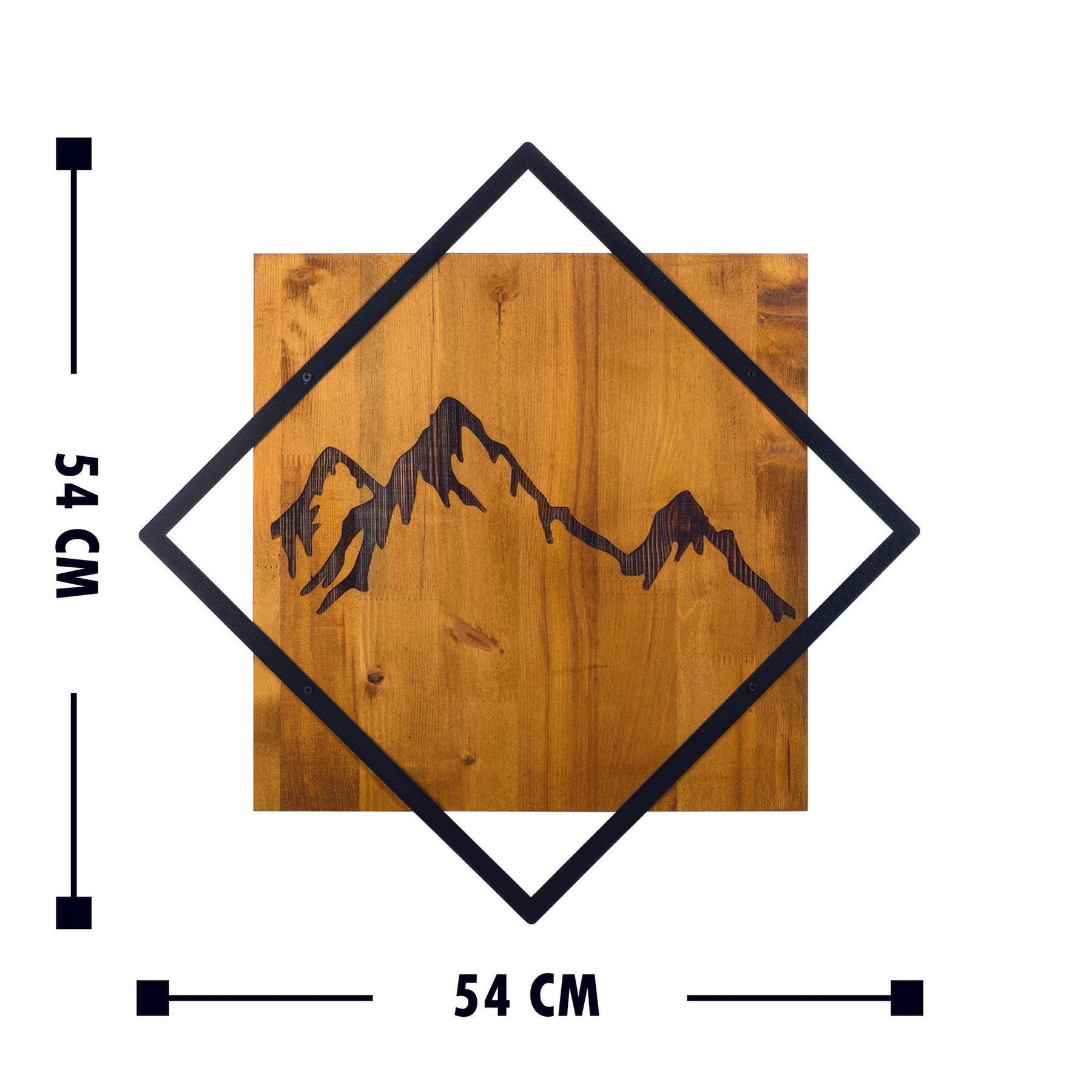 Accesoriu decorativ Mountain 2, stejar/negru, lemn/metal 54x54 cm