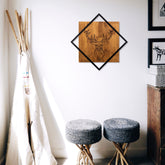 Accesoriu decorativ Deer, negru/stejar, lemn/metal, 54x54 cm