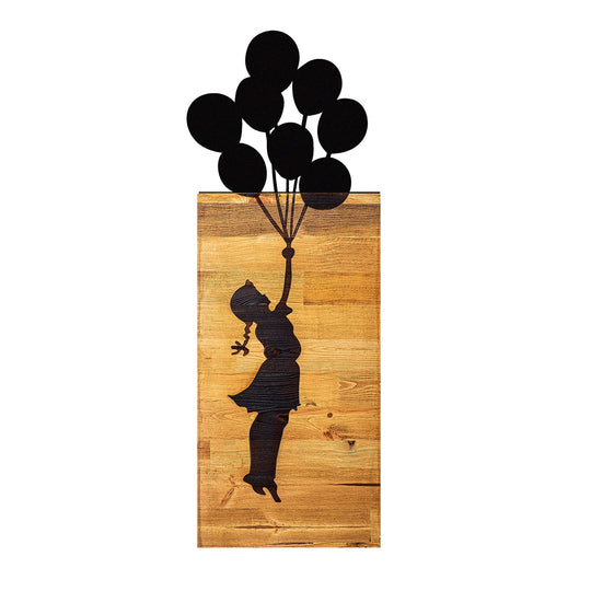 Accesoriu decorativ Child, negru/stejar, lemn/metal, 30x3x86 cm