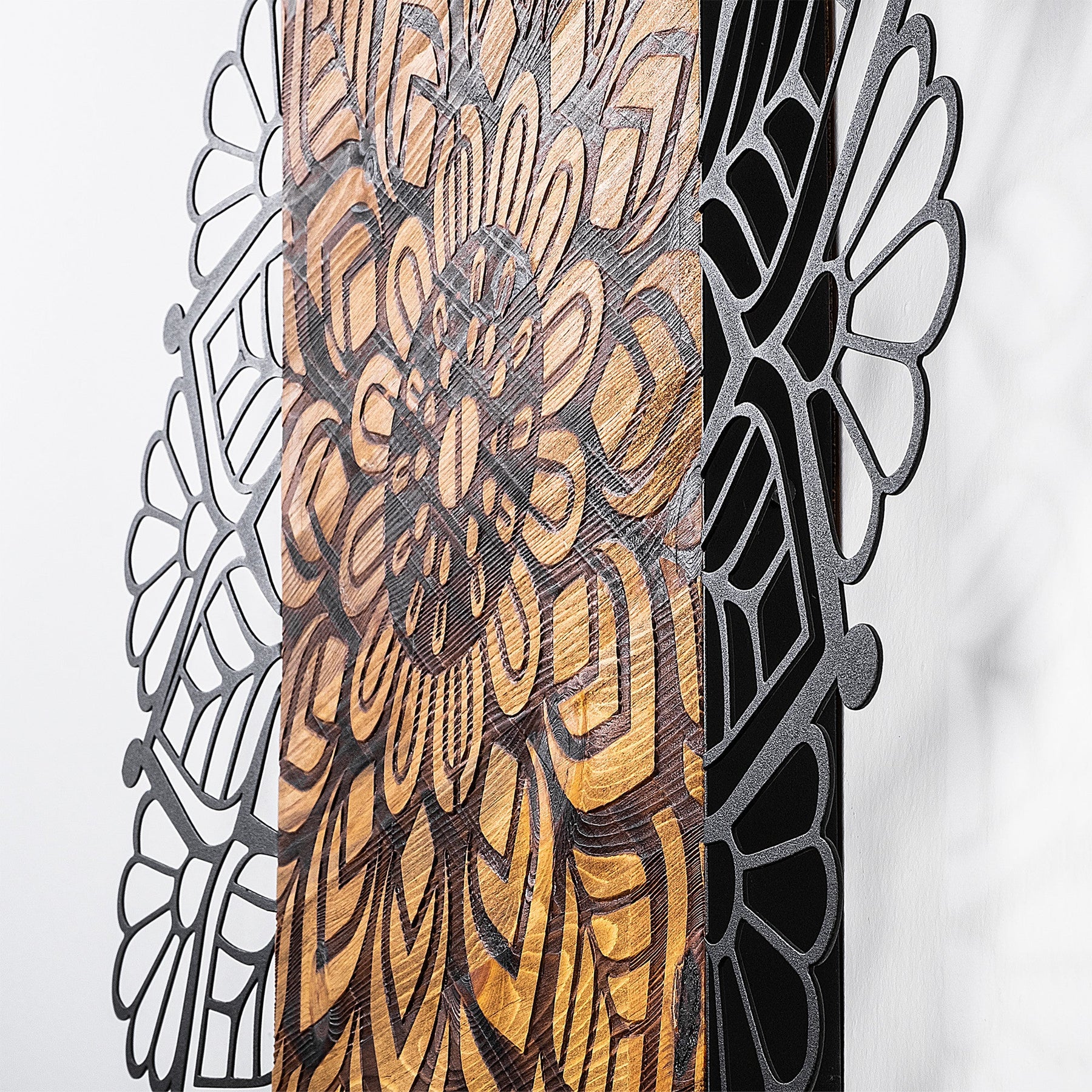 Accesoriu decorativ Msiala 2, negru/stejar, lemn/metal, 59x58 cm