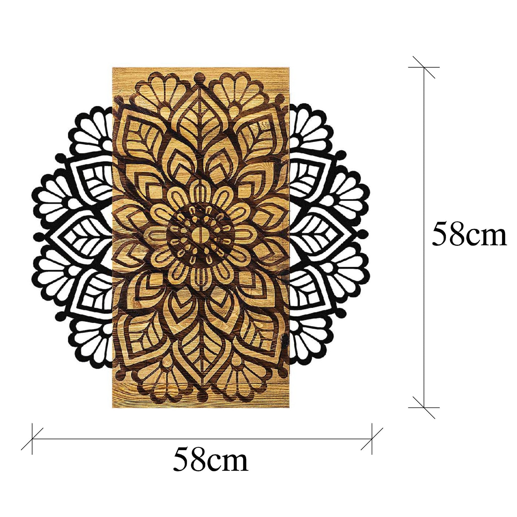 Accesoriu decorativ Msiala 2, negru/stejar, lemn/metal, 59x58 cm