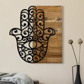 Accesoriu decorativ Hamse, negru/stejar, metal/lemn, 46x3x58 cm