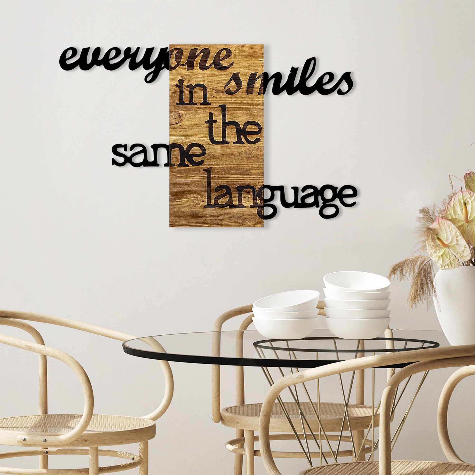 Accesoriu decorativ Everyone, negru/stejar, lemn/metal, 95x3x58 cm