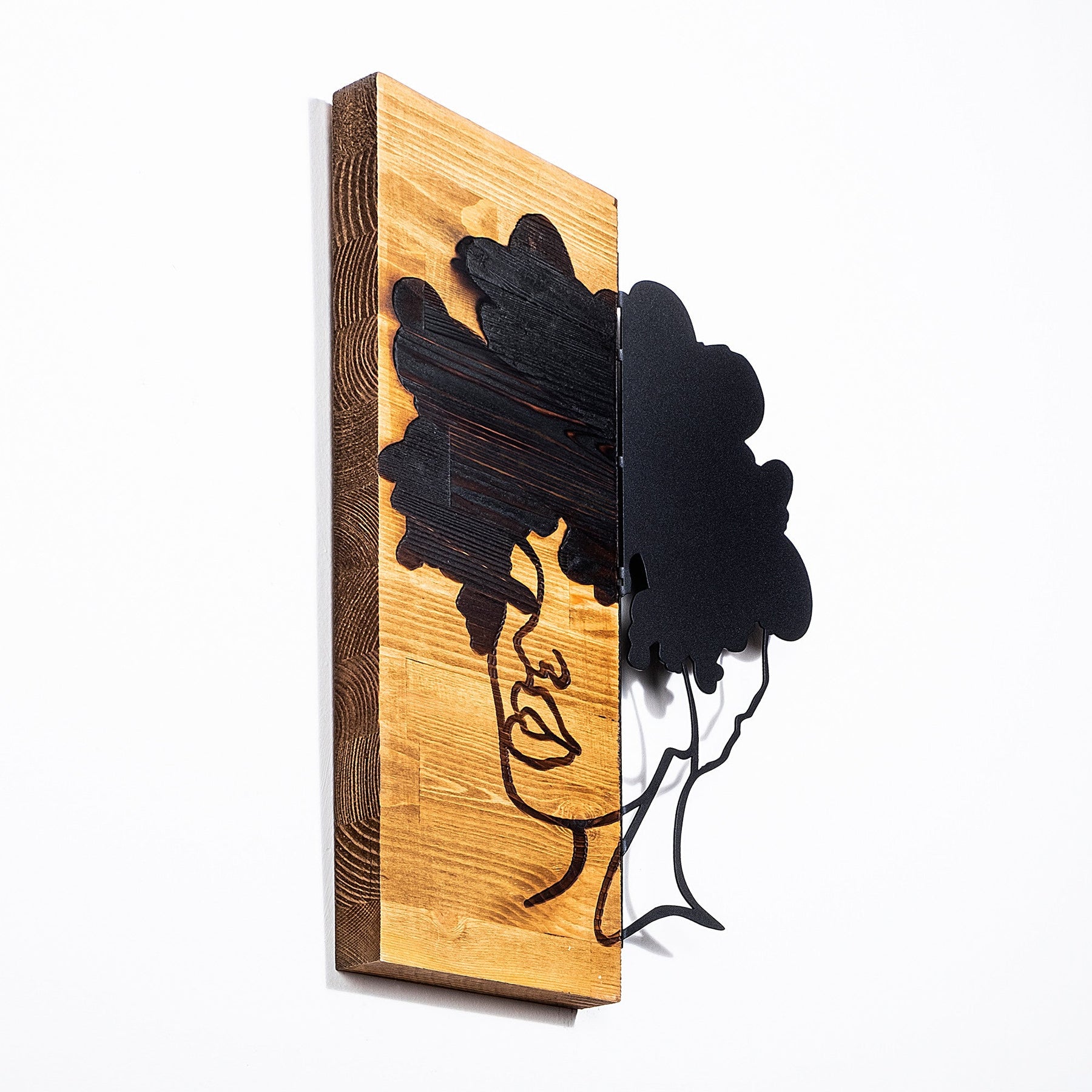 Accesoriu decorativ 899SKL2210, negru, lemn/metal, 35x3x50 cm