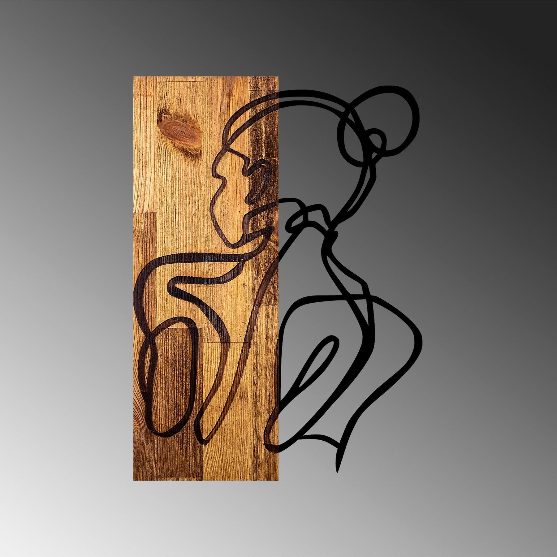 Decoratiune perete Woman Body, lemn/metal, maro/negru, 35x 3 x 50 cm