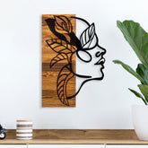 Accesoriu decorativ Dingin, negru/stejar, lemn/metal, 34x3x50 cm