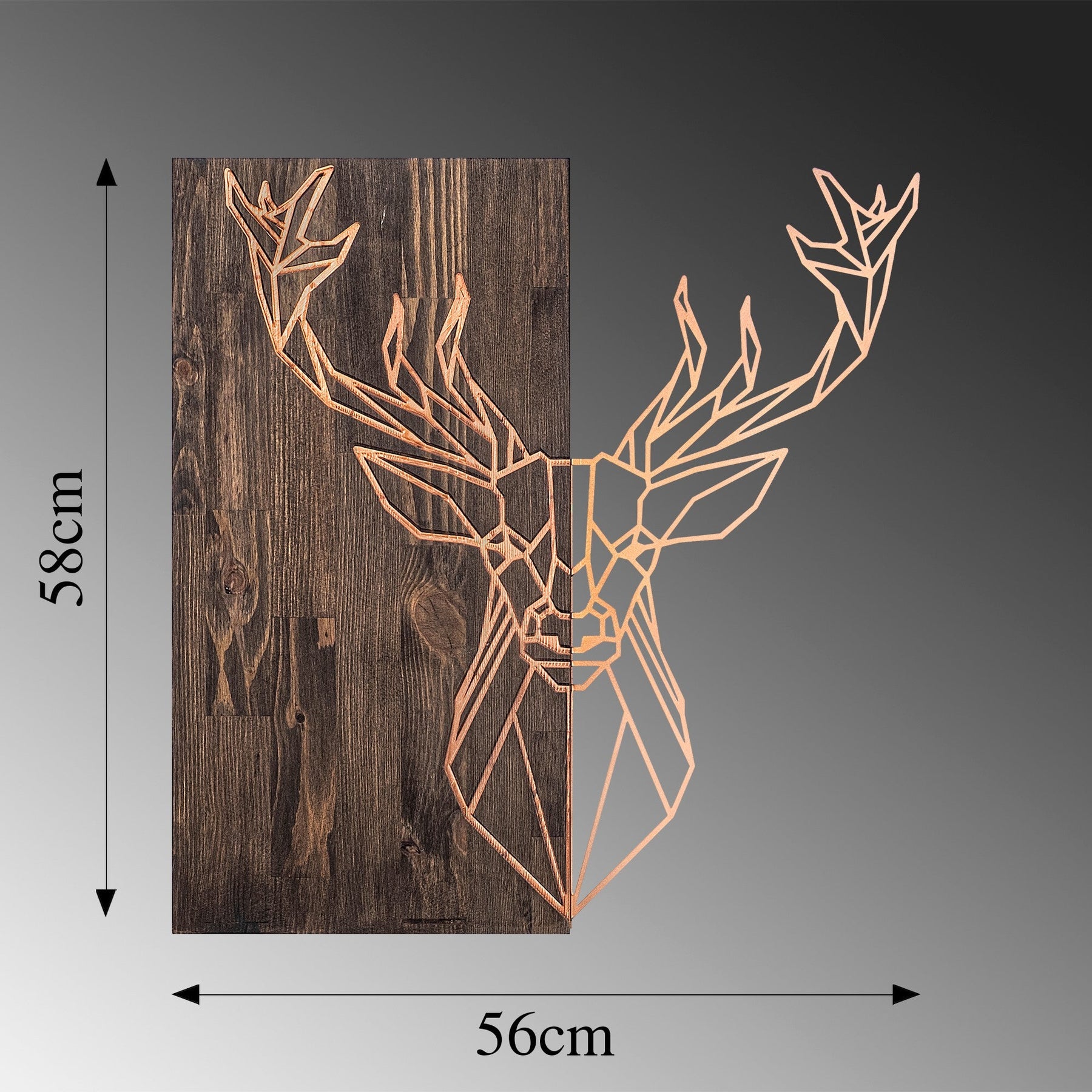 Accesoriu decorativ Deer1, auriu, metal/lemn, 56x58 cm
