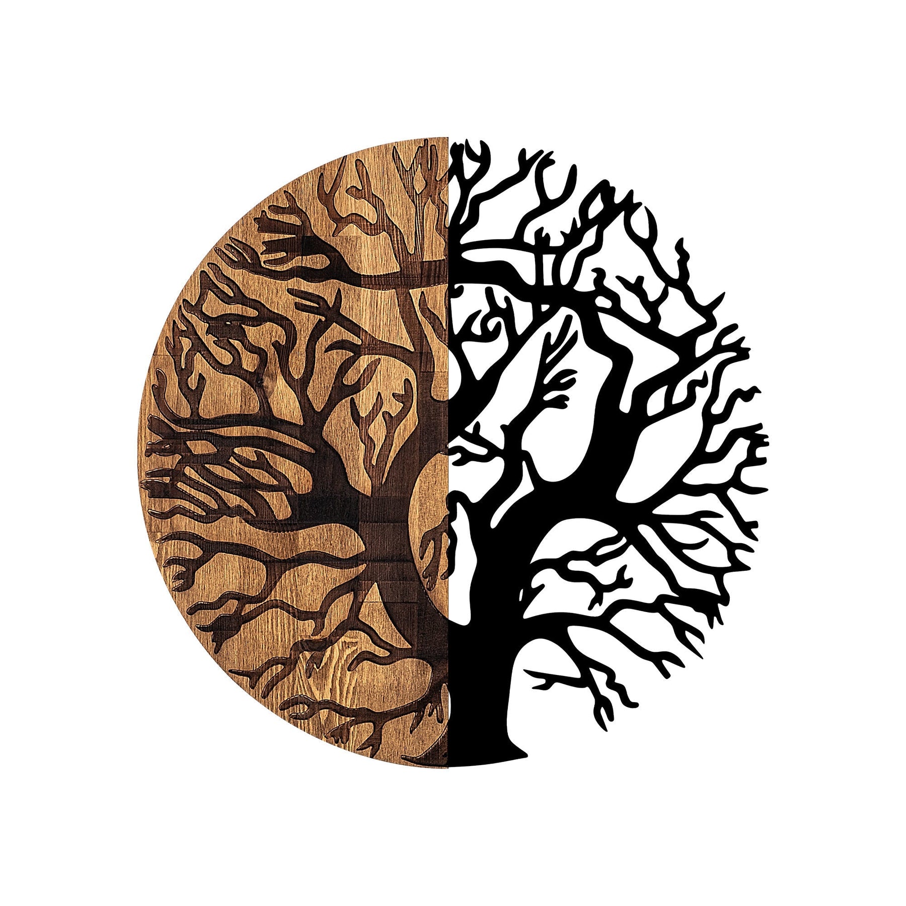 Accesoriu decorativ Monument Tree - 320, stejar/negru. lemn/metal, 56 cm
