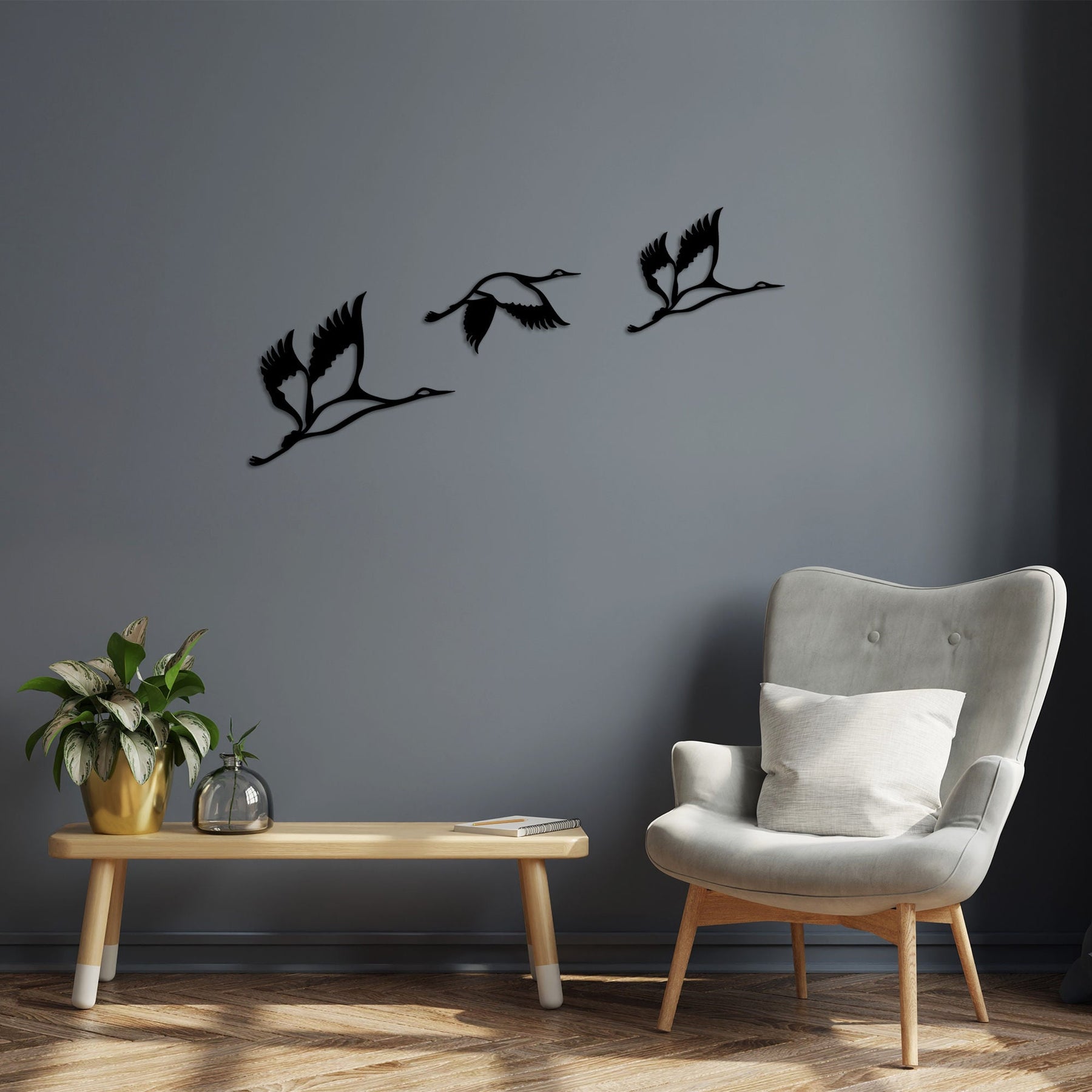 Decoratiune perete Storks - 287, negru, metal