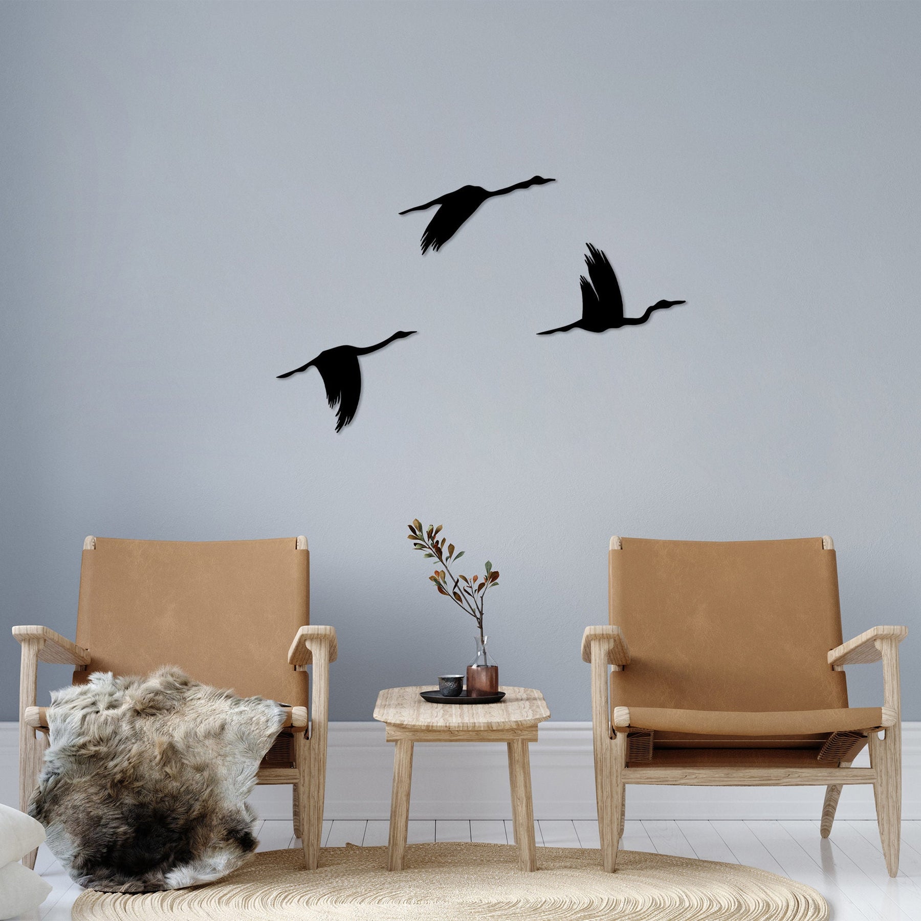 Accesoriu decorativ Migrant Birds-291, negru, metal