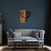 Accesoriu decorativ Deer 1, negru/stejar, lemn/metal, 49x58 cm