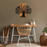 Accesoriu decorativ Monumental Tree, negru,stejar, lemn/metal, 67x58 cm