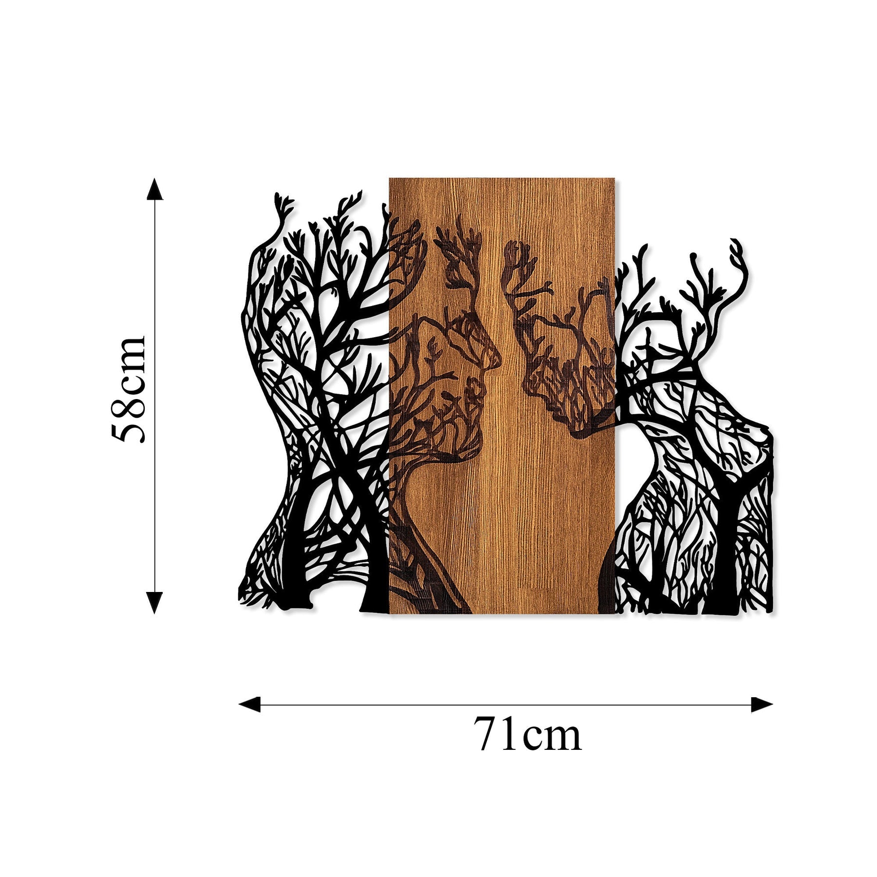 Decoratiune perete Tree Woman, lemn/metal, 70x58 cm