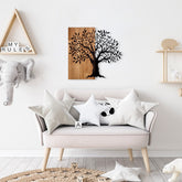 Decoratiune perete Mysterious Tree - 371, stejar/negru, lemn/metal, 60x58 cm