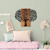 Accesoriu decorativ Magical Tree-378, negru/stejar, lemn/metal, 73x58 cm