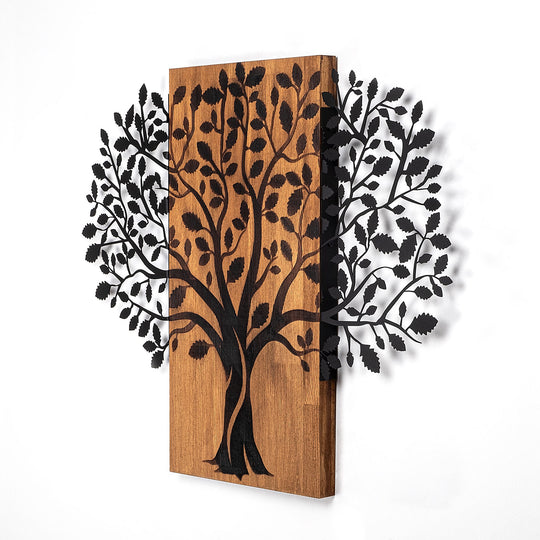 Accesoriu decorativ Magical Tree-378, negru/stejar, lemn/metal, 73x58 cm