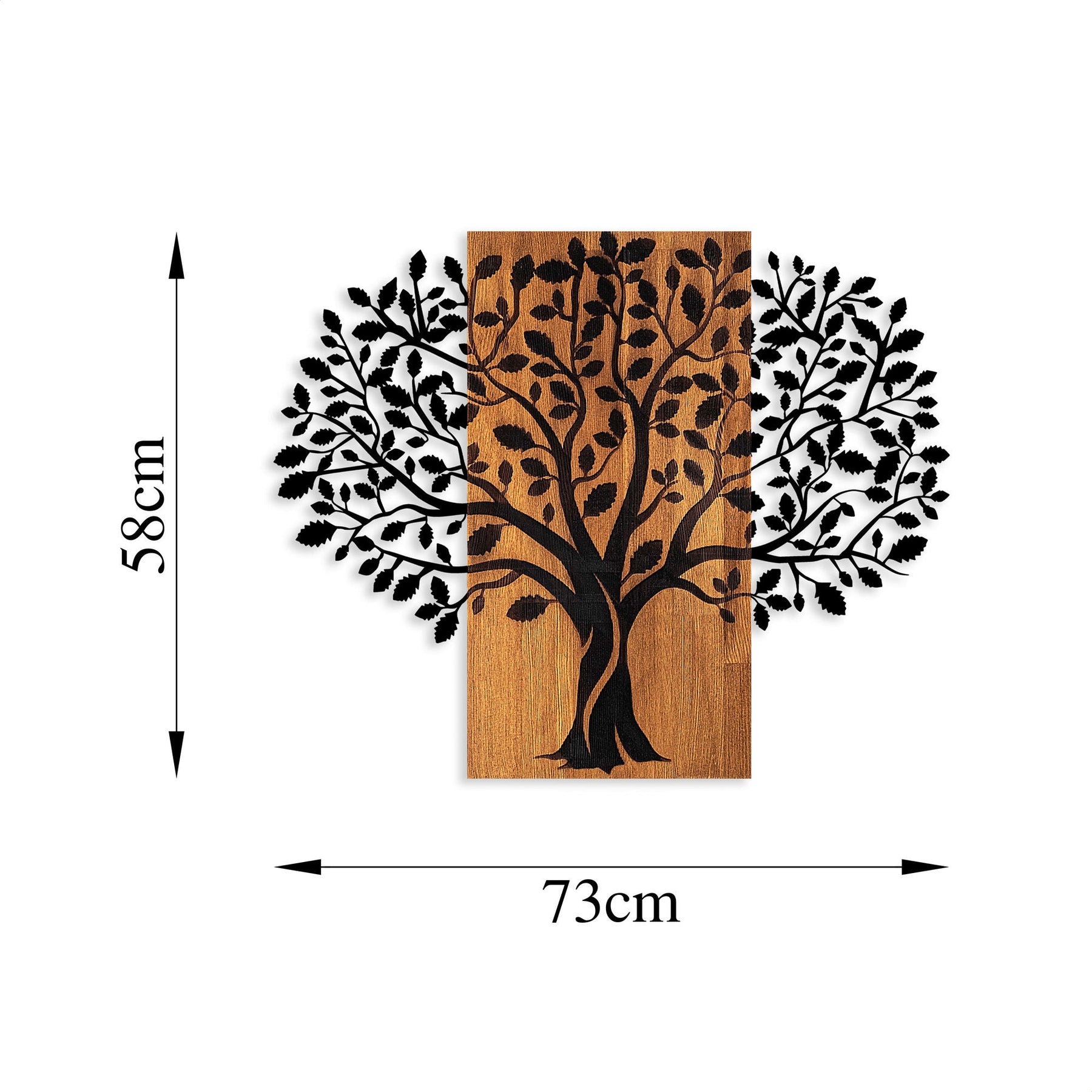 Accesoriu decorativ Magical Tree-378, negru/stejar, lemn/metal, 73x58 cm