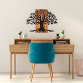 Decoratiune perete Willow, stejar/negru, lemn/metal, 80x58 cm