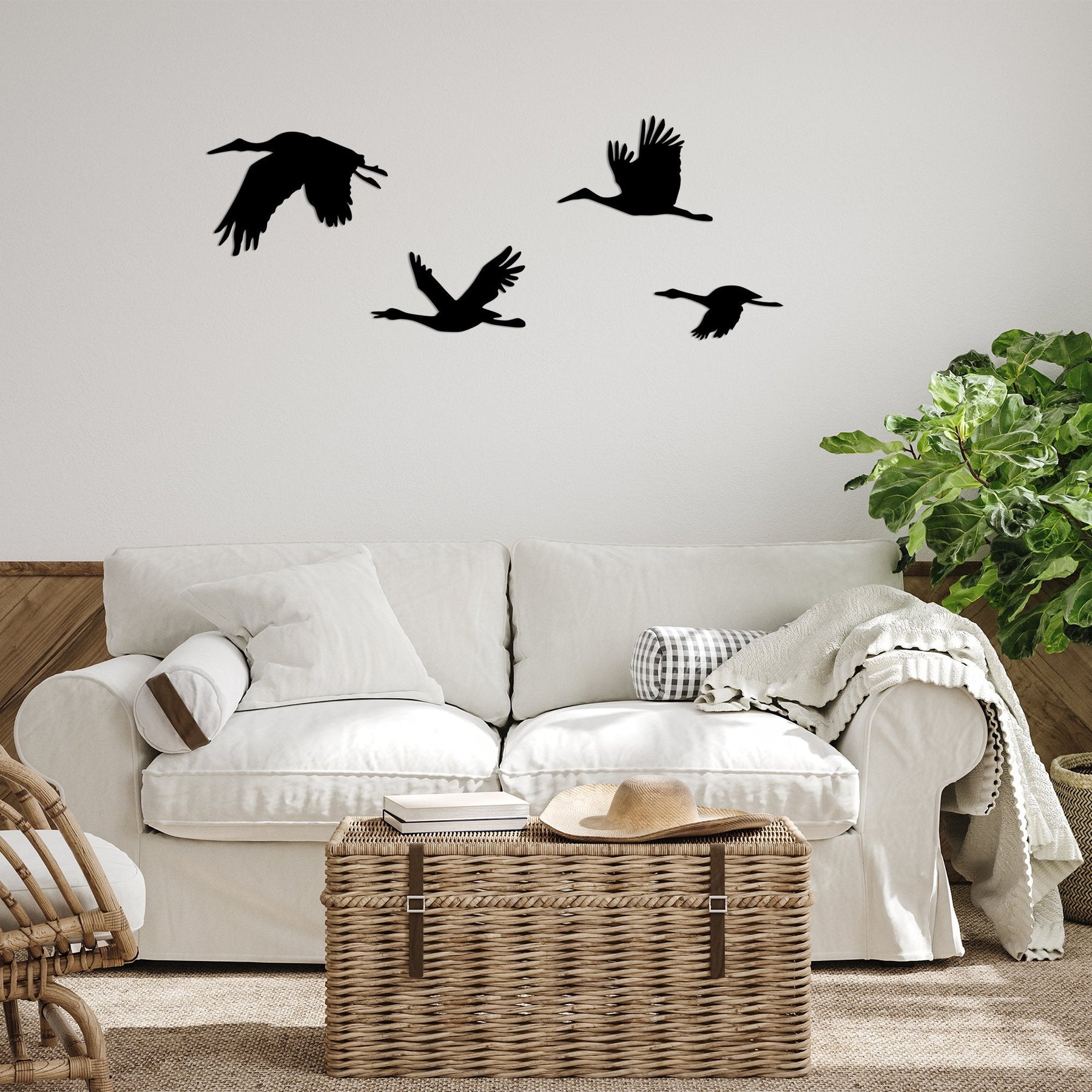 Decoratiune perete Stork, negru, metal