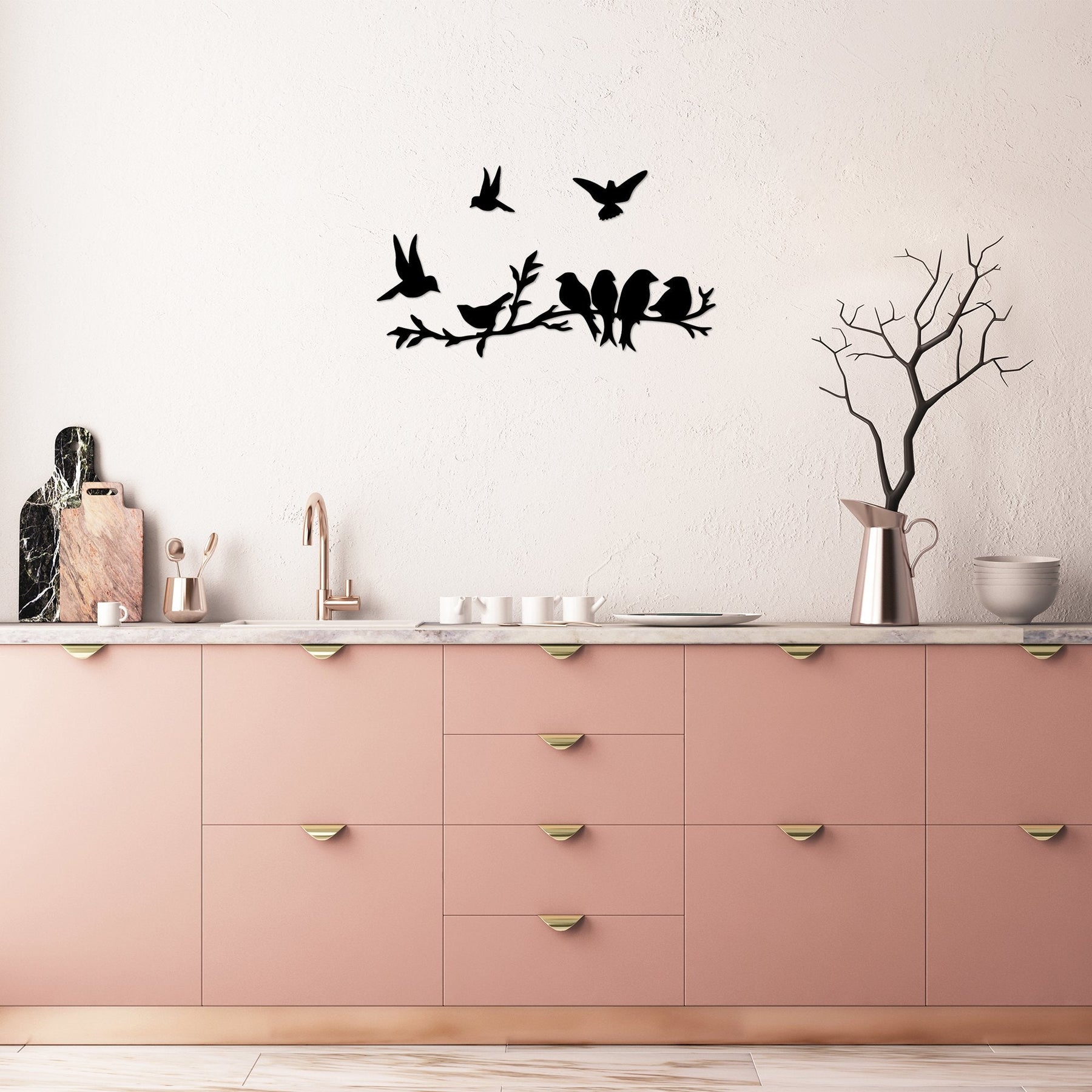 Accesoriu decorativ Bırd Communıty, negru, metal