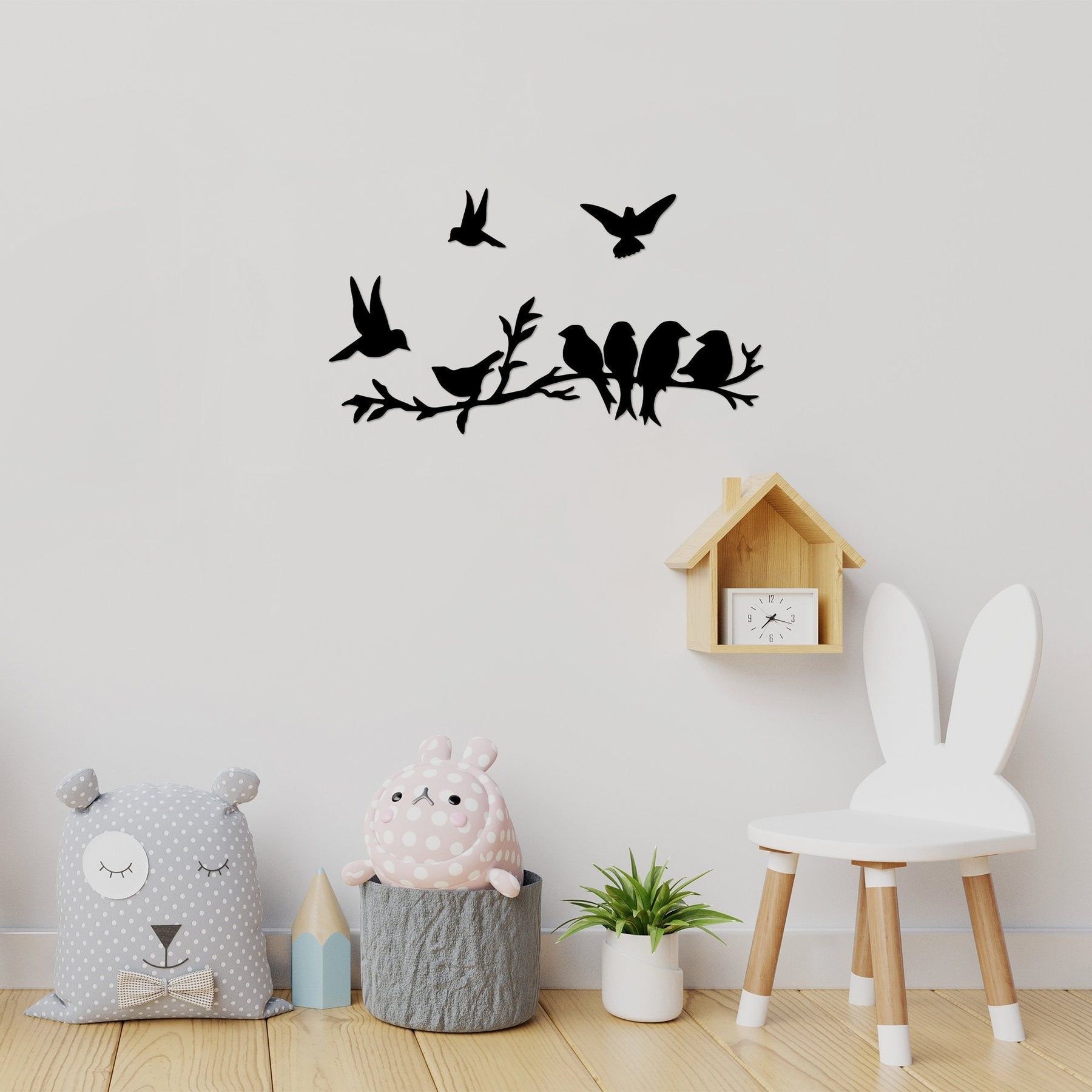Accesoriu decorativ Bırd Communıty, negru, metal