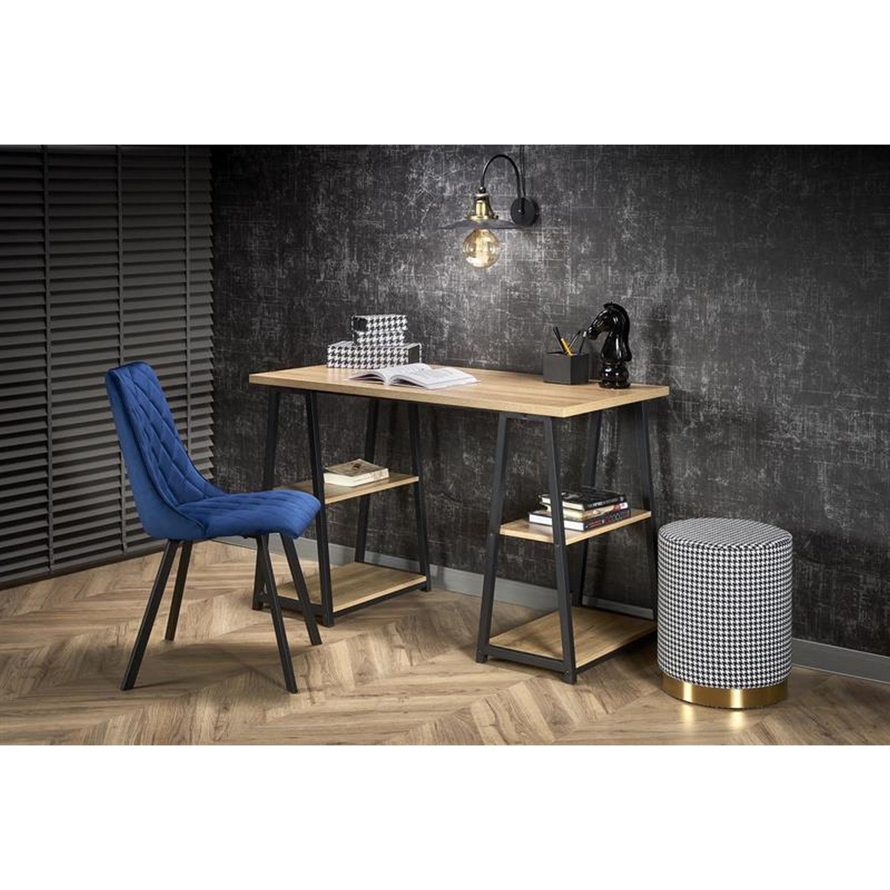 Birou B44, sonoma/negru, 120x60x77 cm