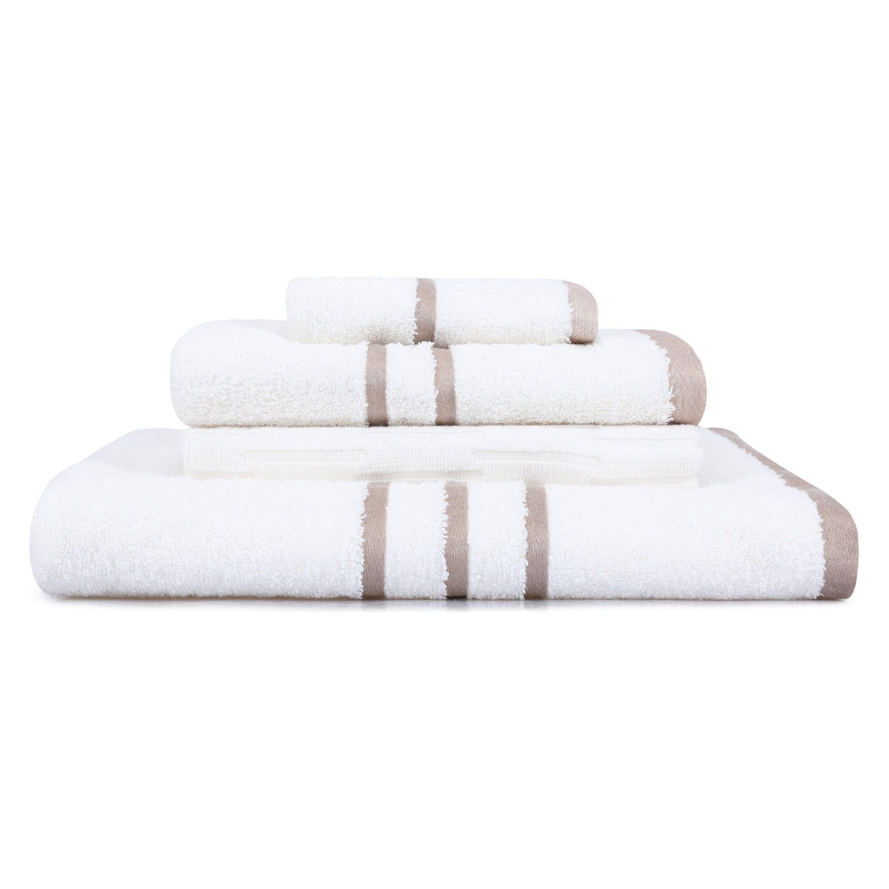 Set 4 prosoape bucatarie Linda, 50x70-90x145 cm, material bumbac, alb/bej