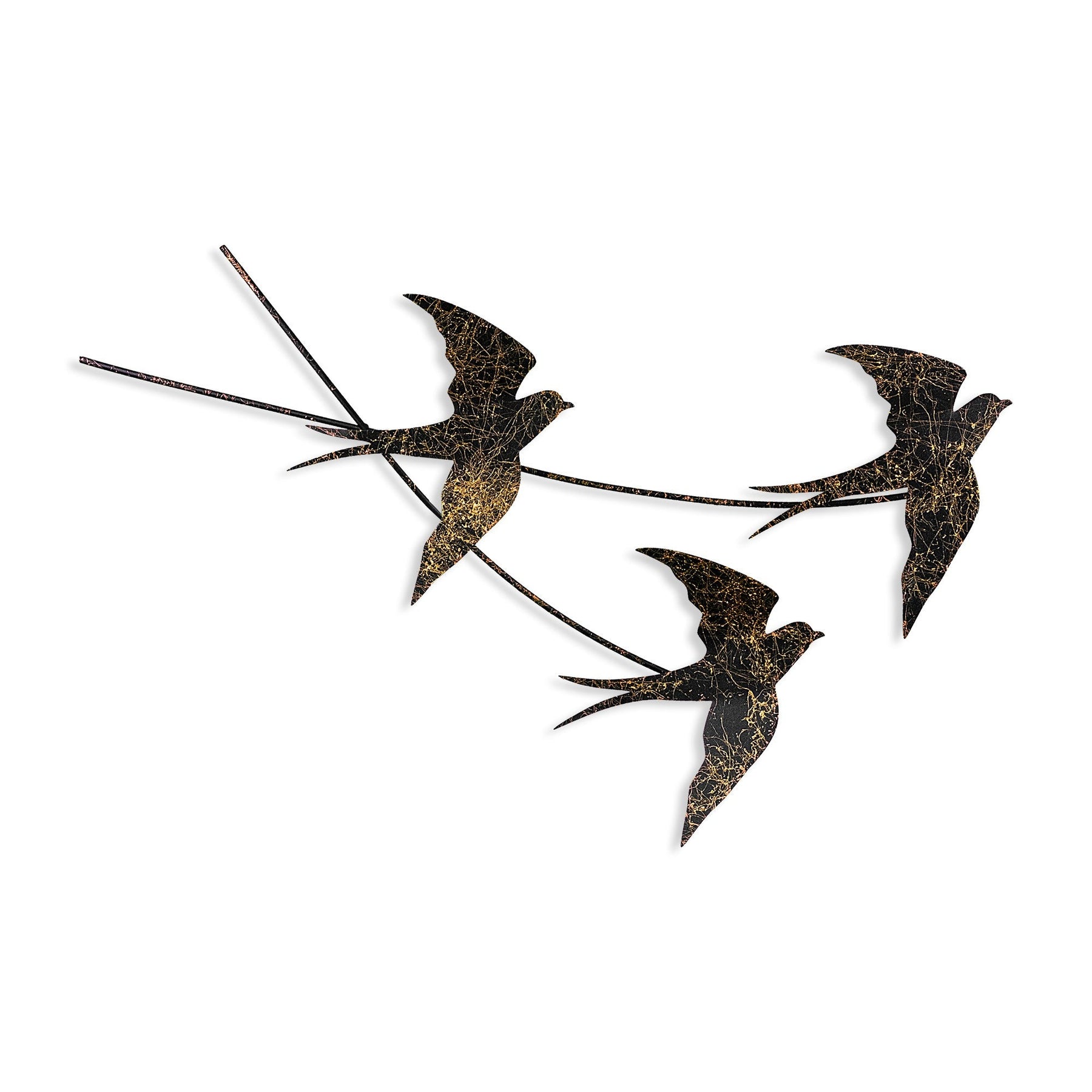 Decoratiune perete Wallow 2, negru/auriu, metal, 70x42 cm