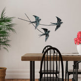 Decoratiune perete Wallow 3, negru/alb, metal, 70x42 cm