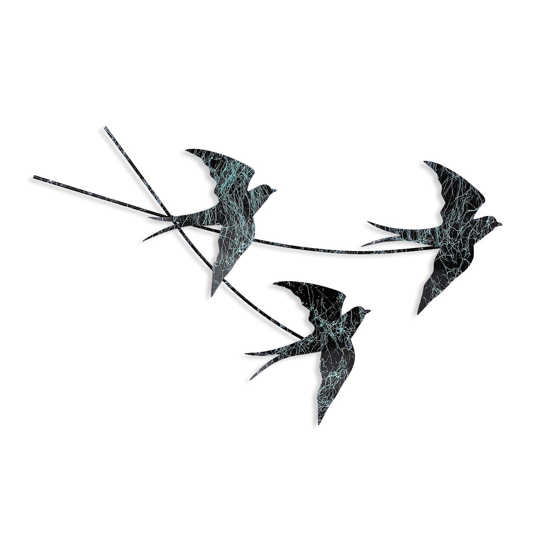 Decoratiune perete Wallow 3, negru/alb, metal, 70x42 cm