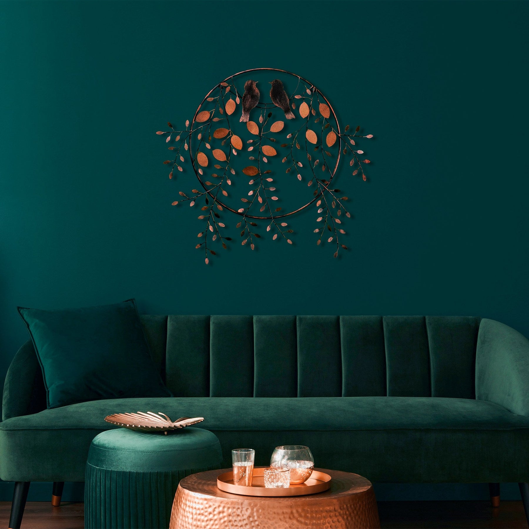 Accesoriu decorativ Love of Birds 3, maro, metal, 86x75 cm