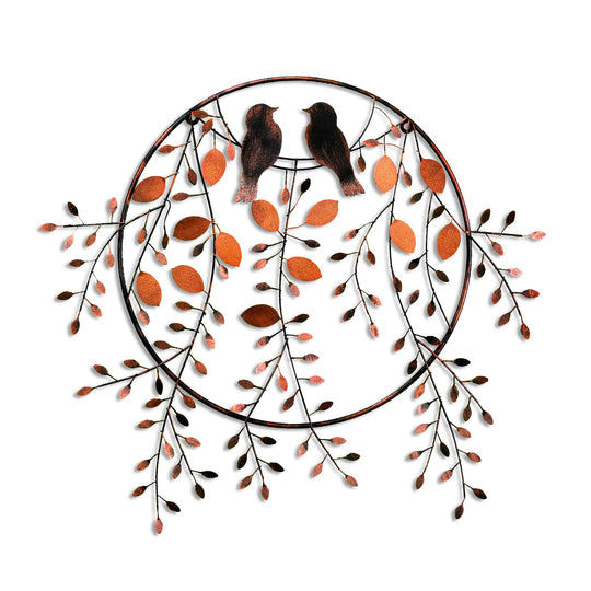 Accesoriu decorativ Love of Birds 3, maro, metal, 86x75 cm
