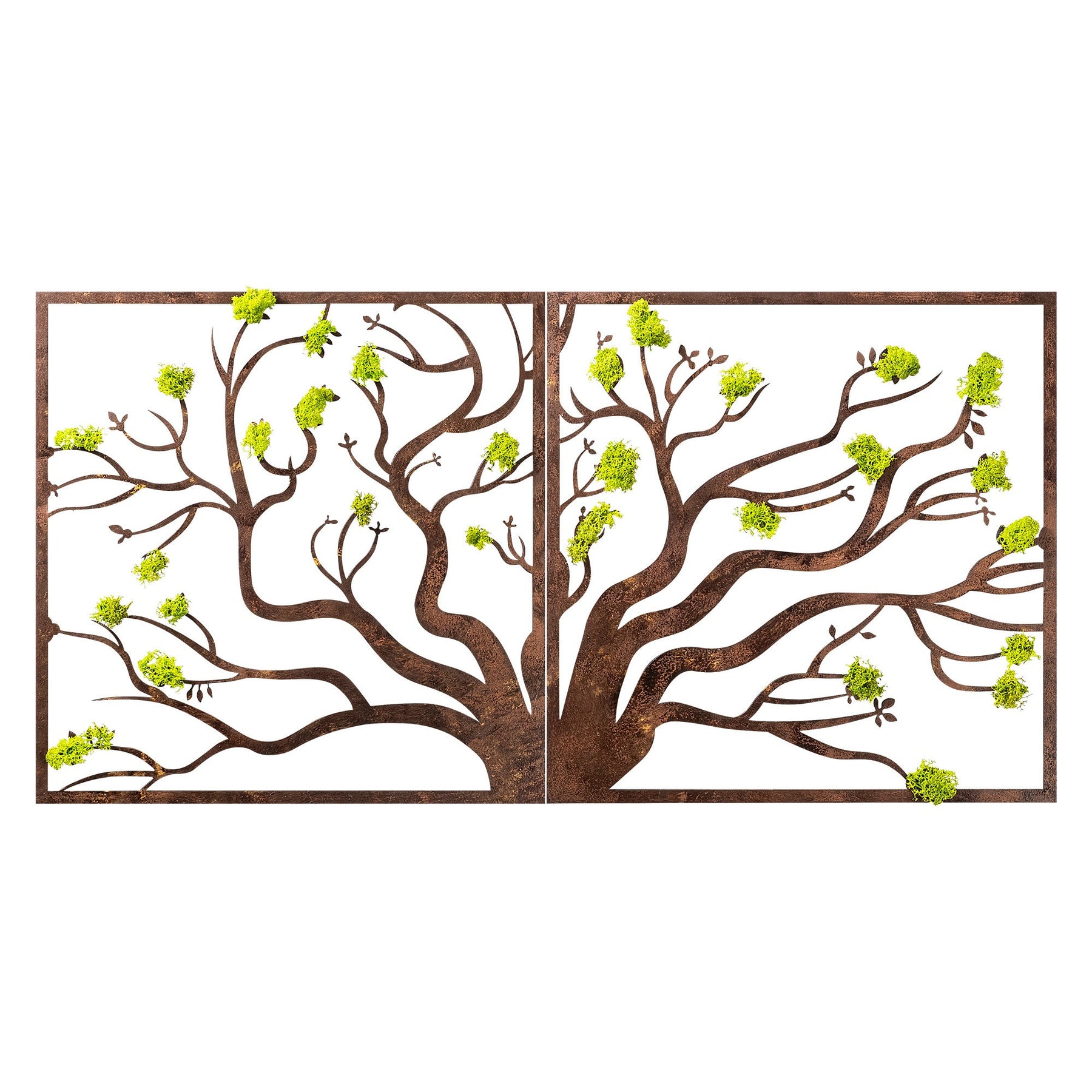 Decoratiune perete Tree 1, maro/verde, muschi, 90x1x44 cm