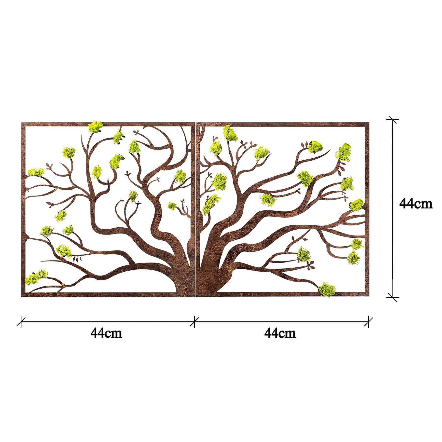 Decoratiune perete Tree 1, maro/verde, muschi, 90x1x44 cm